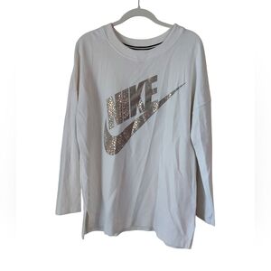 Nike White Long Sleeve with Silver Logo